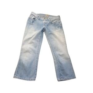 BKE Buckle Women's Jean Capri Cropped Denim Blue Jean Embroidery Size 28 BKL179